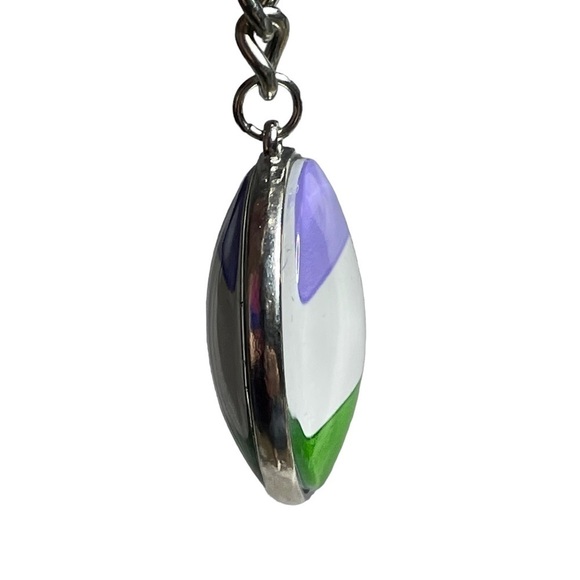 Keychain LGBTQ+ genderqueer pride flag colors NWOT - Picture 2 of 4
